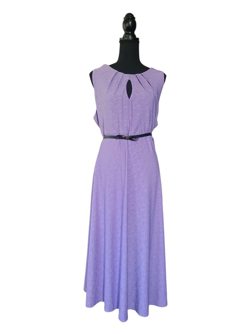 London Times Purple Eyelet Keyhole Dress Size 16